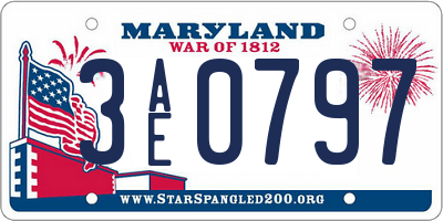 MD license plate 3AE0797