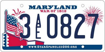 MD license plate 3AE0827