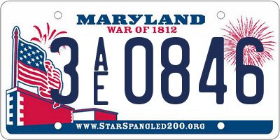 MD license plate 3AE0846
