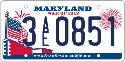 MD license plate 3AE0851