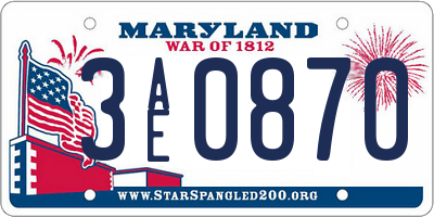 MD license plate 3AE0870