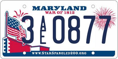 MD license plate 3AE0877