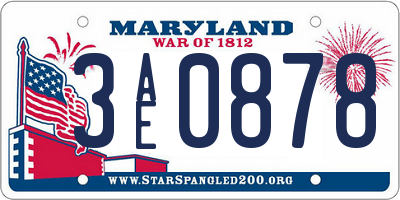 MD license plate 3AE0878