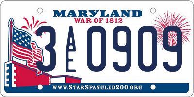 MD license plate 3AE0909