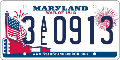 MD license plate 3AE0913