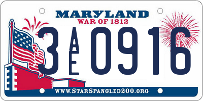 MD license plate 3AE0916
