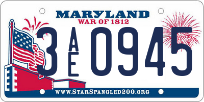 MD license plate 3AE0945