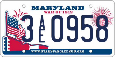 MD license plate 3AE0958