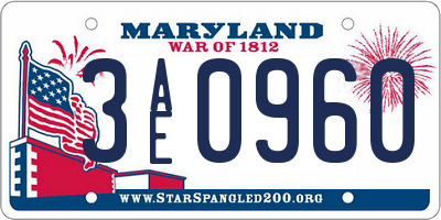 MD license plate 3AE0960