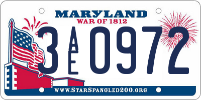 MD license plate 3AE0972