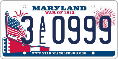 MD license plate 3AE0999