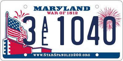 MD license plate 3AE1040
