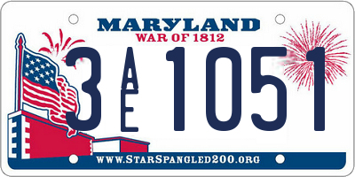MD license plate 3AE1051