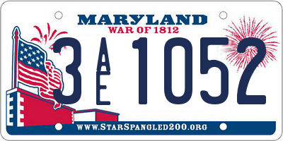 MD license plate 3AE1052