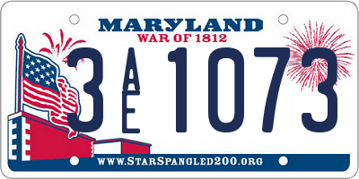 MD license plate 3AE1073