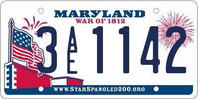MD license plate 3AE1142