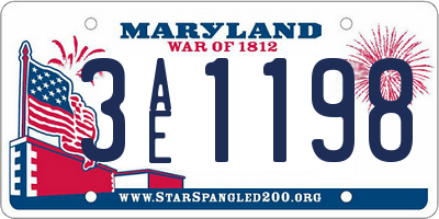 MD license plate 3AE1198