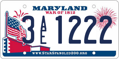 MD license plate 3AE1222