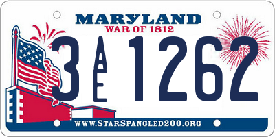 MD license plate 3AE1262