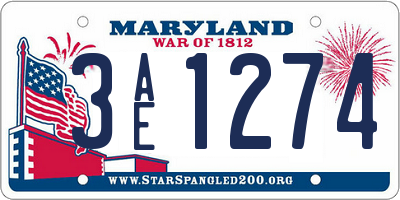 MD license plate 3AE1274
