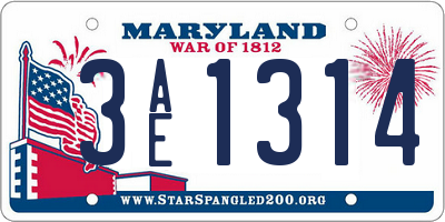 MD license plate 3AE1314