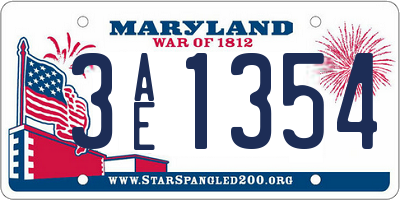 MD license plate 3AE1354