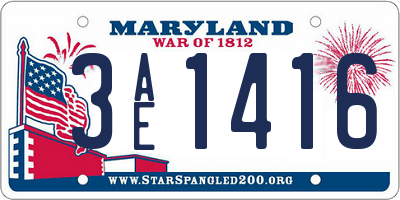MD license plate 3AE1416