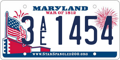 MD license plate 3AE1454