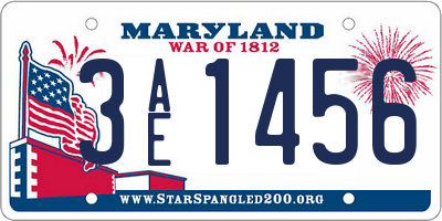 MD license plate 3AE1456