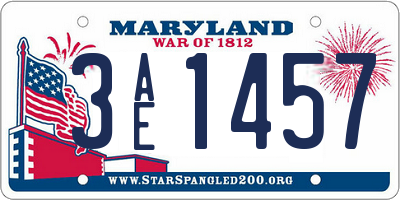 MD license plate 3AE1457