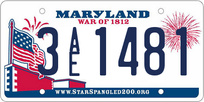 MD license plate 3AE1481
