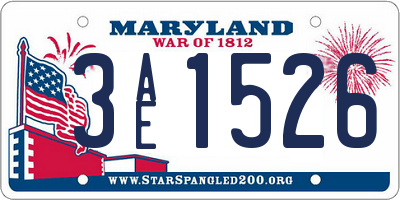 MD license plate 3AE1526