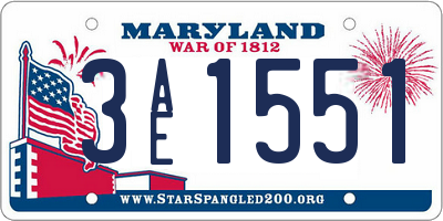 MD license plate 3AE1551