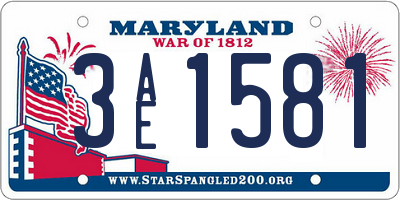 MD license plate 3AE1581