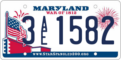 MD license plate 3AE1582