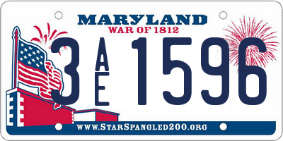 MD license plate 3AE1596