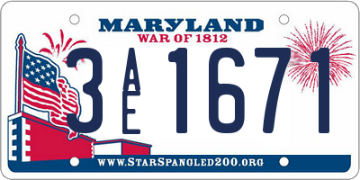 MD license plate 3AE1671
