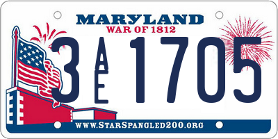 MD license plate 3AE1705