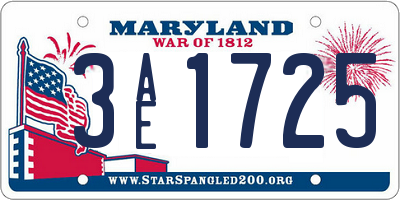 MD license plate 3AE1725