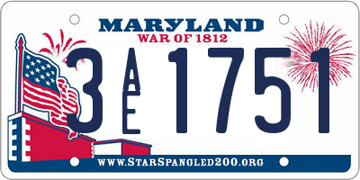 MD license plate 3AE1751