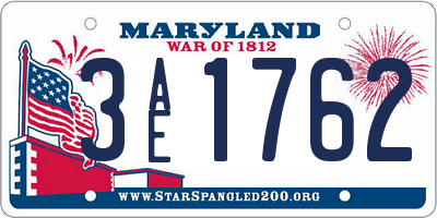 MD license plate 3AE1762