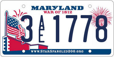 MD license plate 3AE1778