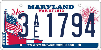 MD license plate 3AE1794