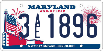 MD license plate 3AE1896