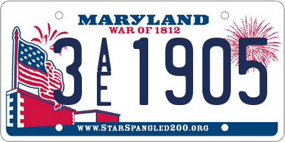 MD license plate 3AE1905