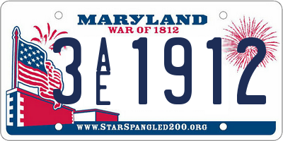 MD license plate 3AE1912