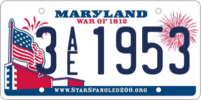MD license plate 3AE1953