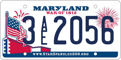 MD license plate 3AE2056