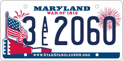 MD license plate 3AE2060
