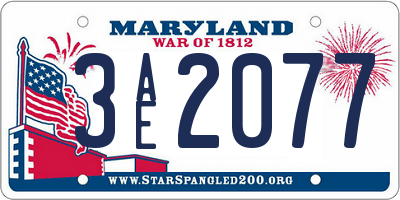 MD license plate 3AE2077